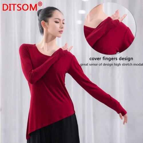 Long Sleeve Round Collar Women Dance Shirt Yoga Blouse Dance Costume Balllet Jazz Latin Dance Top Dance Costume 10colors XXXL