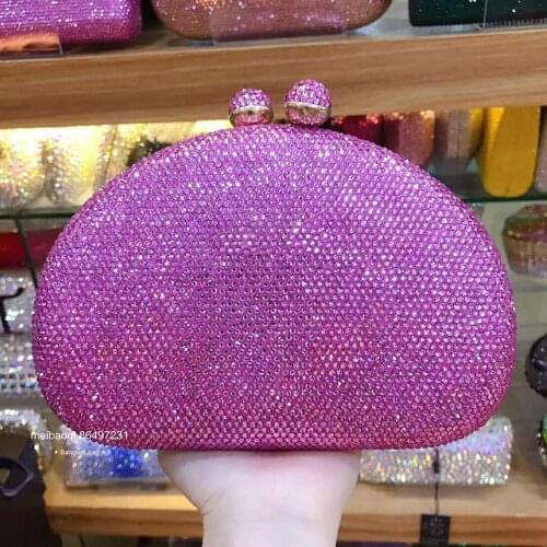 XIYUAN pink/purple Crystal Women Evening Bag Rhinestone Handbag Purse Wedding Party Clutch bag wallet handbag red green lady