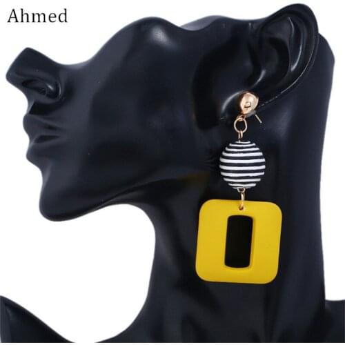 Ahmed Big Resin Dangle Drop Earrings for Women Wedding Jewelry Fashion Geometric Statement Earring Wholesale
