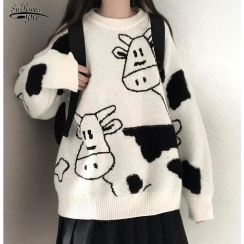 Autumn Winter New Sweet Pullover Sweater Female Sweater Pullover Student Trend 2021 Korean Version Loose Wild Sweater Coat 17157