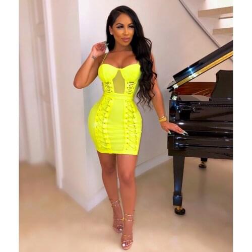 Hot Sale Bodycon Bandage Dress 2019 Vestidos Women Sexy Green Hot Pink Evening Party Dress Club Vestidos