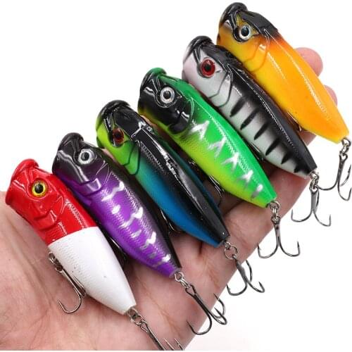 1Pcs Topwater Popper Fishing Lure 7cm 12g Floating Swim Wobblers Artificial Hard Fake Bait Bass Pike Crankbaits Isca Tackle