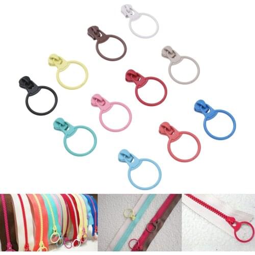 10Pcs 3 # Metal Zipper Sliders For Resin Zippers O Ring Zipper Head Jacket Coat Clothing Zipper Repair Kits DIY Sewing Craft