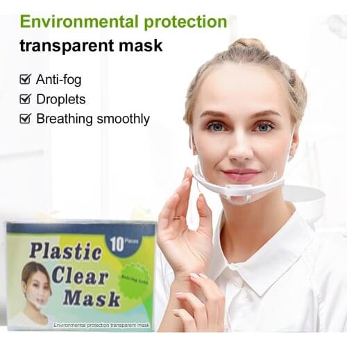 10Pcs Hygiene Safety Face Shield Plastic Visor Protective Anti-Fog Anti-Splash Transparent Food Face Shield For Mouth Nose