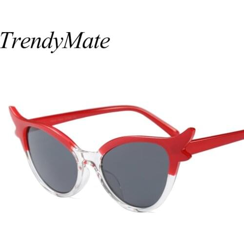 2018 Vintage Sex Cat Eye Sunglasses Women Red Eyewear UV400 Sun Glasses Female Pink Candy Color Cateye Sun Glasses 1441T