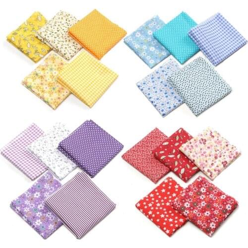 5Pcs 50x50cm Floral Dot Print Cotton Fabric Patchwork Needlework DIY Sewing Craft Quilting Cloth Handmade Accessories