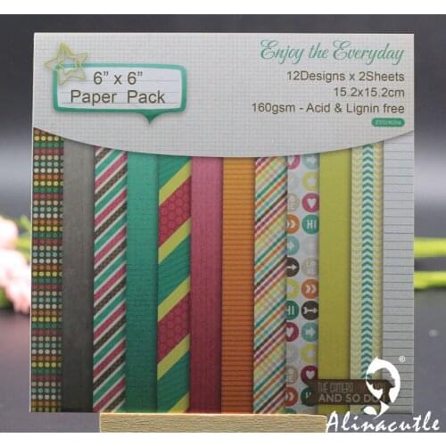 AlinaCraft 24 sheet 6"X6" enjoy everyday Scrapbooking design patterned paper pack andmade craft paper craft Background pad