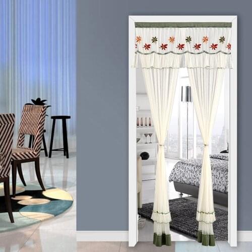 Anti-mosquito Gauze Curtain Double Layer Summer Door Curtain Screen Embroidery Translucent Mosquito Insect Net Mesh Curtain
