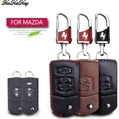 Genuine Leather Car Key Case Cover For Mazda 2 3 5 6 GH GJ CX3 CX5 CX9 CX30 Demio 2021 2020 Key Chain Holder Accessories