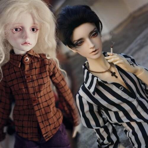 D03-P422 children toy BJD DD SD MSD 1/6 1/4 1/3 dolls clothes Brown plaid shirt 1pcs