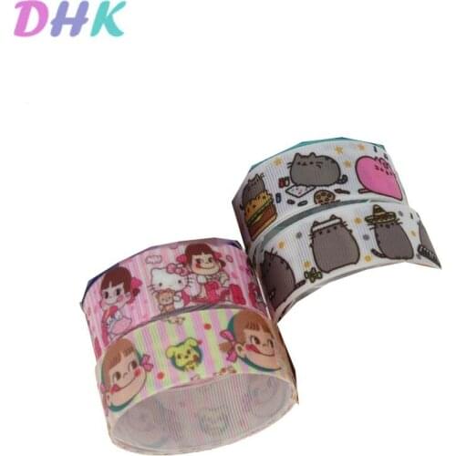 DHK 50yards cartoon cat Printed Grosgrain Ribbon Accessory Hairbow Headwear Decoration DIY Wholesale OEM S1230