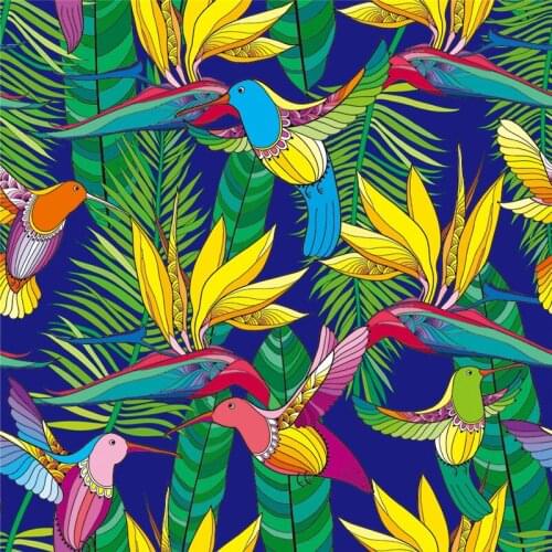 Spandex stretch swimsuit fabric cute bird tropical plant printed fabric diy clothing shirt bedding patchwork R2