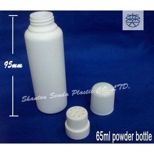 20pcs/lot free shipping HOT sales 65ml powder bottle ,Refillable Bottles,white HDPE powder bottle