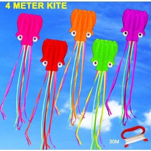 Hot Selling 4M Large Kite Easy Fly Stunt Foldable Big Octopus Kite with 30m Flying String