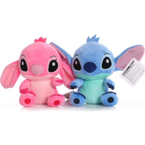 12/20cm Disney Lilo Stitch Couple Plush Models Cute Stuffed Plush Dolls Anime Pendant Toys Girl Kids Birthday Christmas Gifts