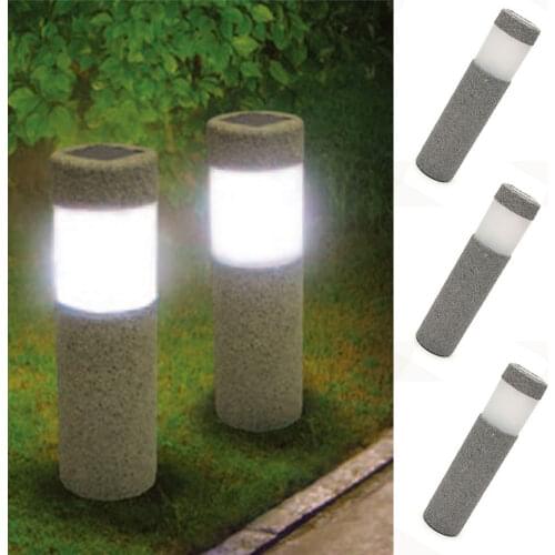 Stone Solar Lawn White LED Lights Garden Decoration Power Pillar Courtyard