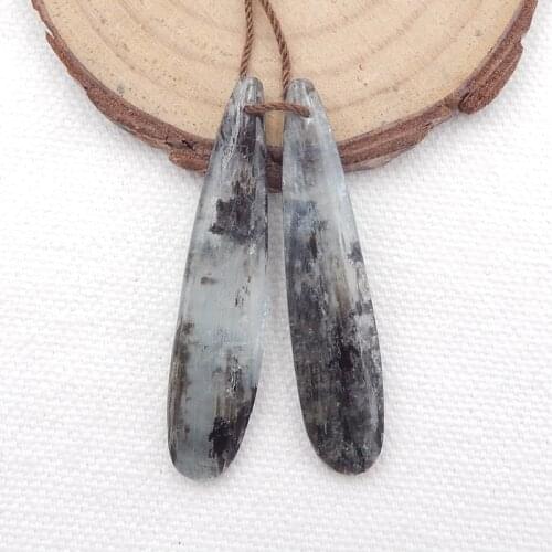 Natural Blue Kyanite Handmade Teardrop Earrings Beads,Popular jewelry 45x10x4mm,6.9g