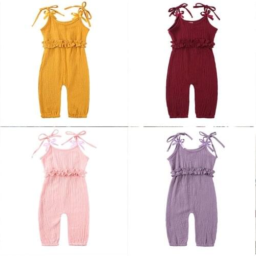 Summer Infant Baby Girls Romper Jumpsuit Playsuit Overalls One pieces Cotton Linen Ruffles Kids Romper Fashion Baby Clothing