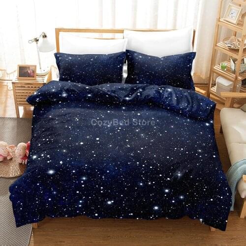 Stars Sky Galaxy Bedding Set Universe Duvet Cover Sets Luxury Comforter Bed Linen Twin Queen King Single Size Dropship Scenery