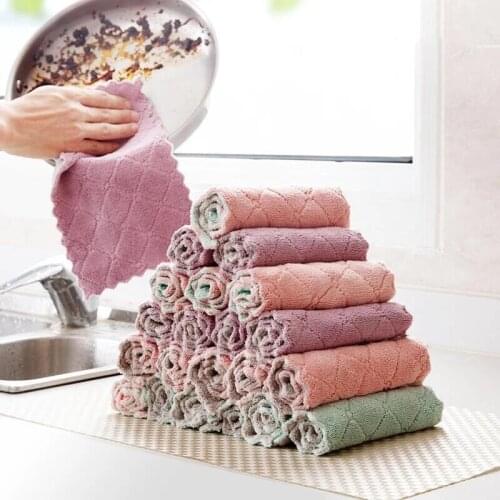 B40 Microfiber Kitchen Towel Absorbent Dish Cloth Non-stick Oil Washing Kitchen Rag Household Tableware Cleaning Wiping Tools