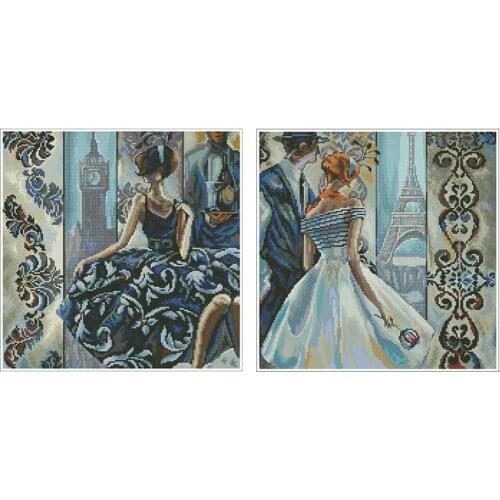 London Paris woman patterns counted 11CT 14CT Cross Stitch Sets DIY Chinese Cross-stitch Kits Embroidery Needlework