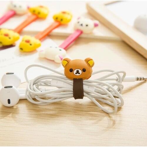 Sale hot 1PC Portable Silicon Cute Headphones Cable Winder Line Snap Button Home Office Storage Organization Earphone Organizers