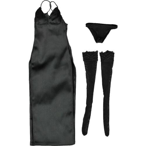 1/6 Scale model Sexy woman Black Evening Dress Stockings Clothing Set ZY5025 for 12" female body figure toy gift