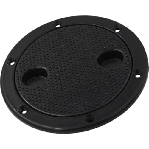 Marine 4 Inch Round Non Slip Inspection Hatch with Detachable Cover Black
