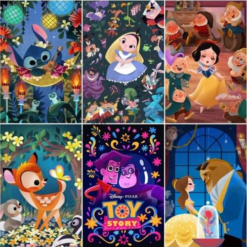 Cartoon Movie Poster Princess DIY 5D Diamond Painting Disney Embroidery Full Dill Childrens Crafts Mosaic Home Decoration Gift