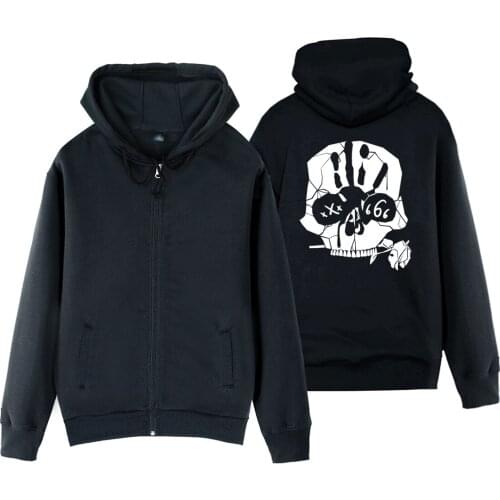 Man Boy Coat Full Zip Hoodie Fleece Hooded Jacket Zombie Skull Head Devil 666 XXX Rose Bloody Hand Printing Original ZIIART