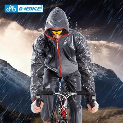 INBIKE Mens Raincoat Set Cycling Hiking Outdoor Travel Sports Daily Waterproof Breathable Reflective Safe Riding Clothing Pants