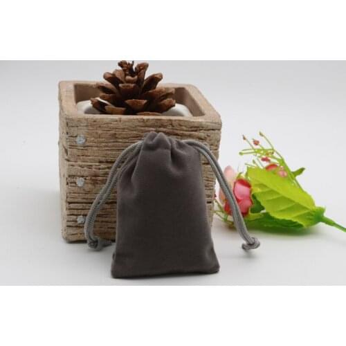 White/Gray/Pink Soft Velvet Drawstring Bags 5x7cm 50pcs/lot Jewelry Earring Necklace Packaging Pouches for Jewelry Candy Storage