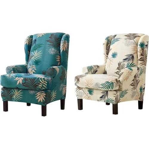 Sloping Arm King Back Chair Cover Elastic Armchair Wingback Wing Sofa Back Chair Cover Stretch Protector Slip Cover Protector