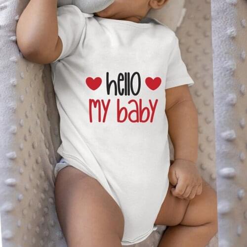 Hello My Baby Printed Newborn Girl Outfit Kids Boutique Clothing Boy Clothes One Piece Jumpsuit Disfrases Para Bebes Costume