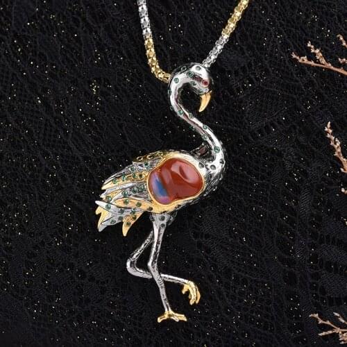 New Jewelry Factory Wholesale Retro Thai Silver Creative Fire Opal Pendant And Brooch Dual-use Womens Boutique Jewelry