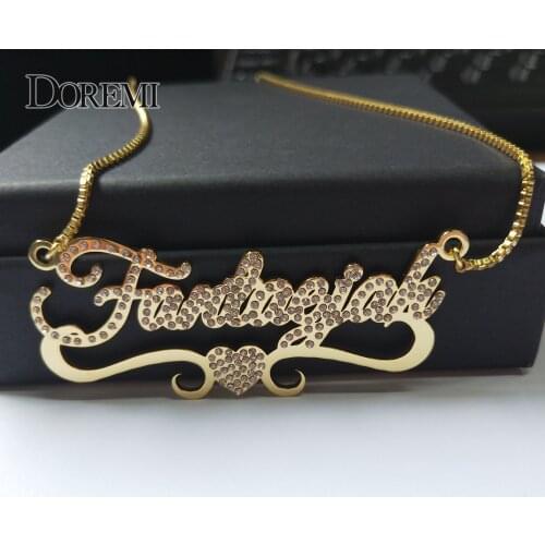 Stainless Steel Personalized Crown Name Necklace, Rhinestons Name necklace , Custom Name Necklace,Box chain,Custom Necklace