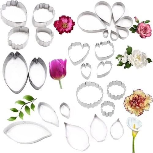 Stainless Steel Cutters Gumpaste Flower DIY Craft Metal Petal Leaf Mold Cake Cookie Cutting Set Polymer Clay Fondant Making Tool