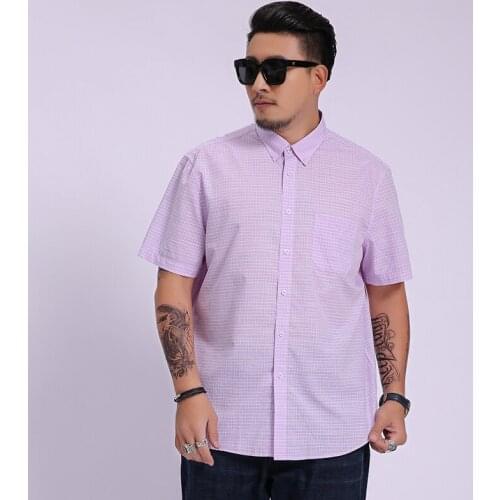 New arrival mens high quality fashion super large Plaid summer men Short sleeve cotton Shirt casual plus size 8XL 7XL 6XL 5XL