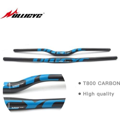 Ullicyc Mountain Bike 3K Full Carbon Handlebar Flat/Rise Carbon Bicycle Handlebar MTB Parts 31.8*580mm-740mm Blue Color