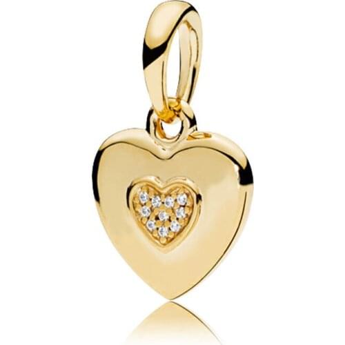 Hot Sale Silver Color Bead Gold Colour Heart To Heart Love Pendant Beads For Original Pandora Charm Bracelets & Bangles Jewelry