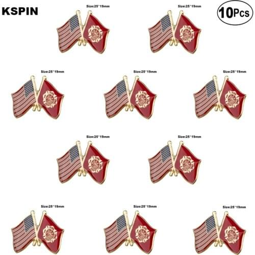 U.S.A & Fire Dept. Lapel Pin Flag badge Brooch Pins Badges 10Pcs a Lot