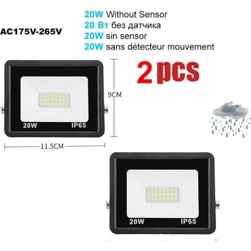 2 pcs 220V 10-100W LED FloodLight Spotlight Exterior Street wall reflector Garden Light LED Lamp Motion Sensor Waterproof Lighti
