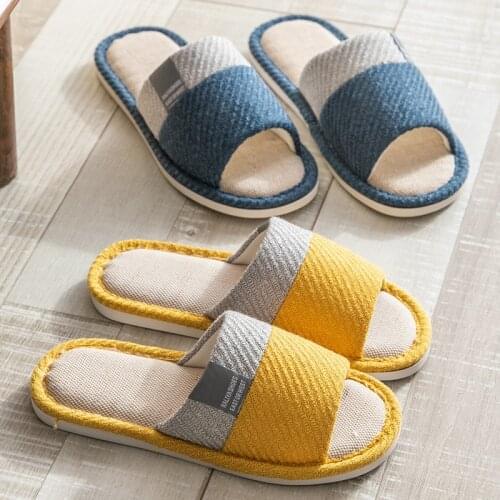 Women Linen Anti-slip Slippers Ventilate Autumn Home Male Couple Pantuflas Shoes Chaussons Zapatillas Men Indoor Mujer Bedroom