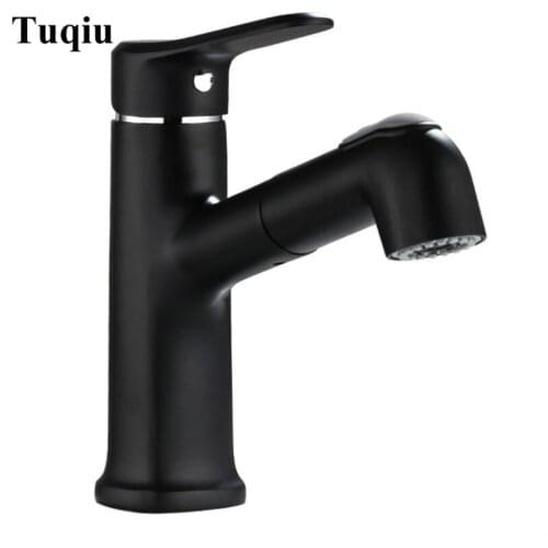 Vidric New Arrival Black Bathroom Pull Out Basin Faucet Brass Faucet Sink Mixer Tap Hot and Cold Basin Lavatory Faucet