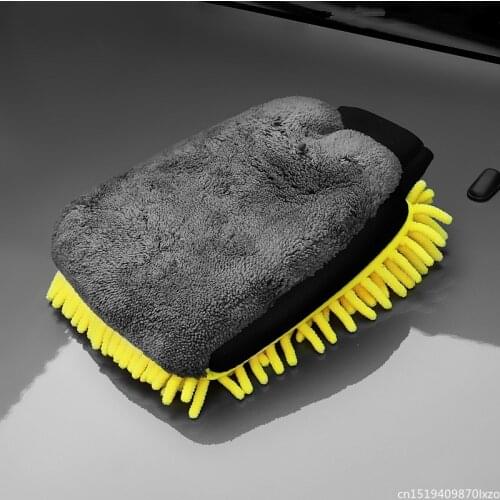 4 Color Waterproof Car Wash Microfiber Chenille Gloves Thick Car Cleaning Mitt Wax Detailing Brush Auto Care Double-faced Glove