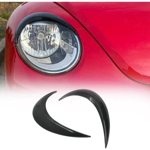 Bright Black Front Headlight Eyelids Eyelashs Covers for Beetle 2012-2019 Head Light Eyebrows Trim
