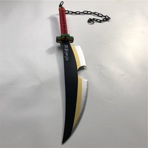 1:1 Kimetsu No Yaiba Tengen Uzui Twin Swords Cosplay Weapon Props for Hallween Christmas Party Events Carnival wood Props 80cm