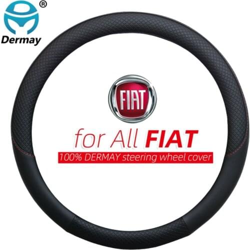 100% DERMAY Brand Leather Car Steering Wheel Cover for Fiat grande punto bravo tipo panda freemont doblo stilo Auto Accessories