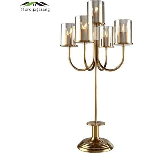 2Pcs/Lot Candle Holder Table Glass Candlestick Geometric 5-heads Romantic Candle Holders for Wedding/Dinner Decoration GZT112
