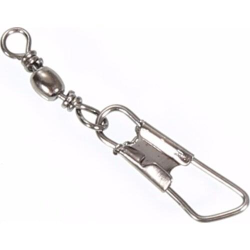 50Pcs/Lot Fishing Connector Pin Bearing Rolling Swivel Stainless Steel with Snap Fishhook Lure Tackle Accessorie for Lure/Line